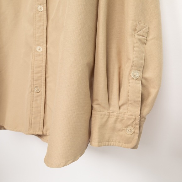 Duluth Trading Co. Button Up Shirt Roll Tab Long Sleeve Relaxed Fit Men Beige - Picture 9 of 12